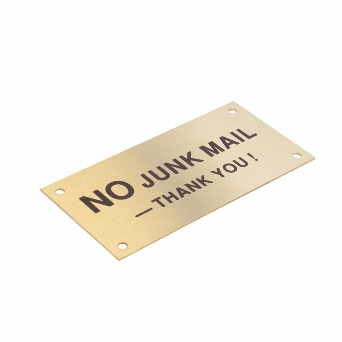 Sandleford Brass No Junk Mail Sign - 95 x 47mm - Rust-Resistant