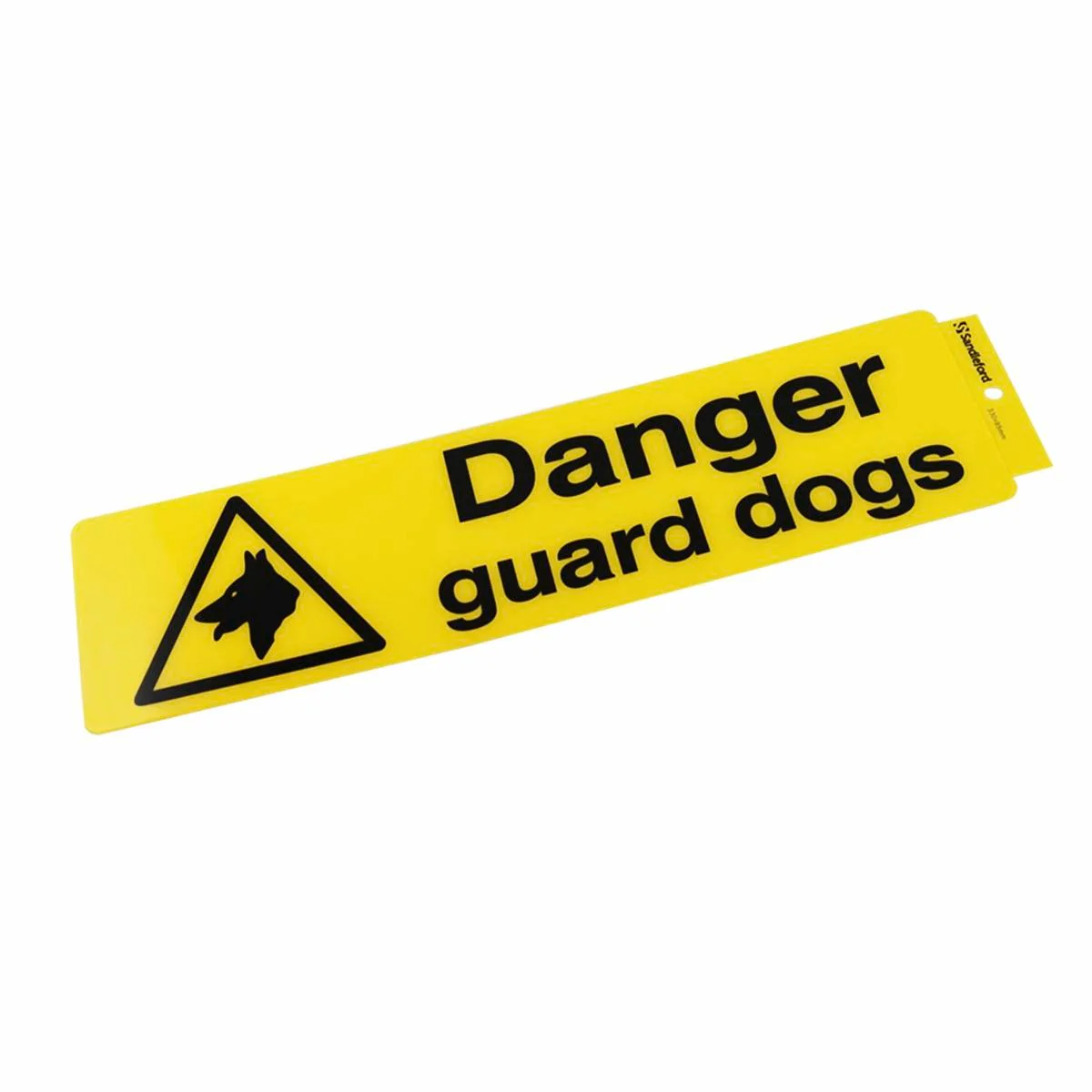 Sandleford Danger Guard Dogs Self Adhesive Sign - Yellow/Black - 330mm x 95mm