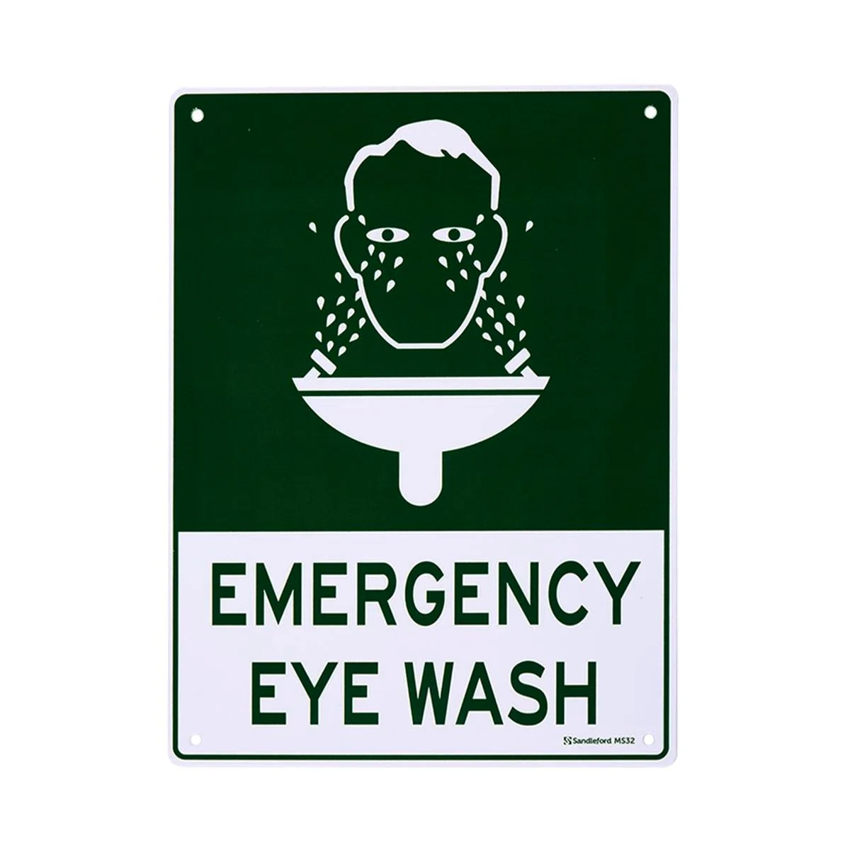 Sandleford Emergency Eye Wash Sign 300 x 225mm Polypropylene White/Green