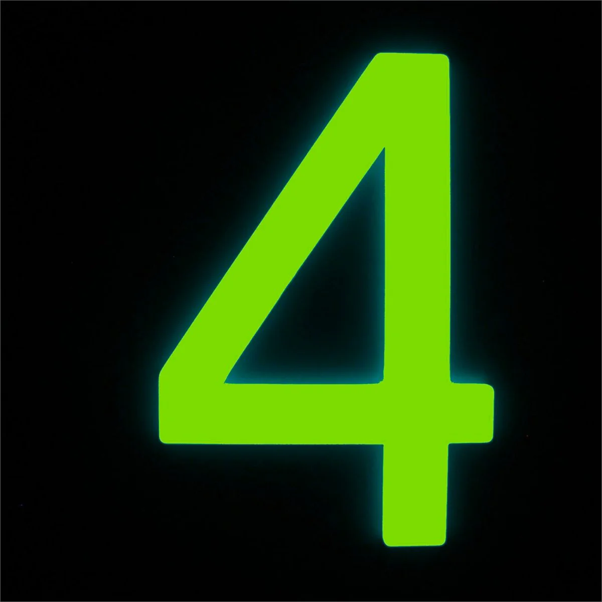 Sandleford Glow in Dark Acrylic House Number 4 - 90mm - Weather Resistant - Image 2
