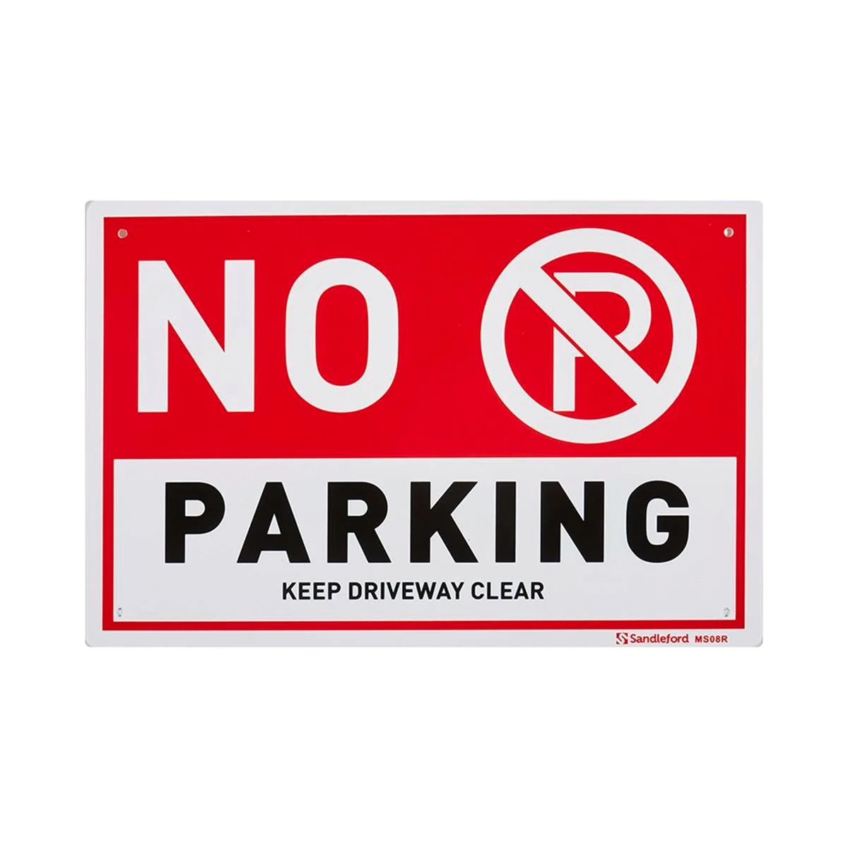 Sandleford No Parking Plastic Sign - 300 x 200mm - Red/White