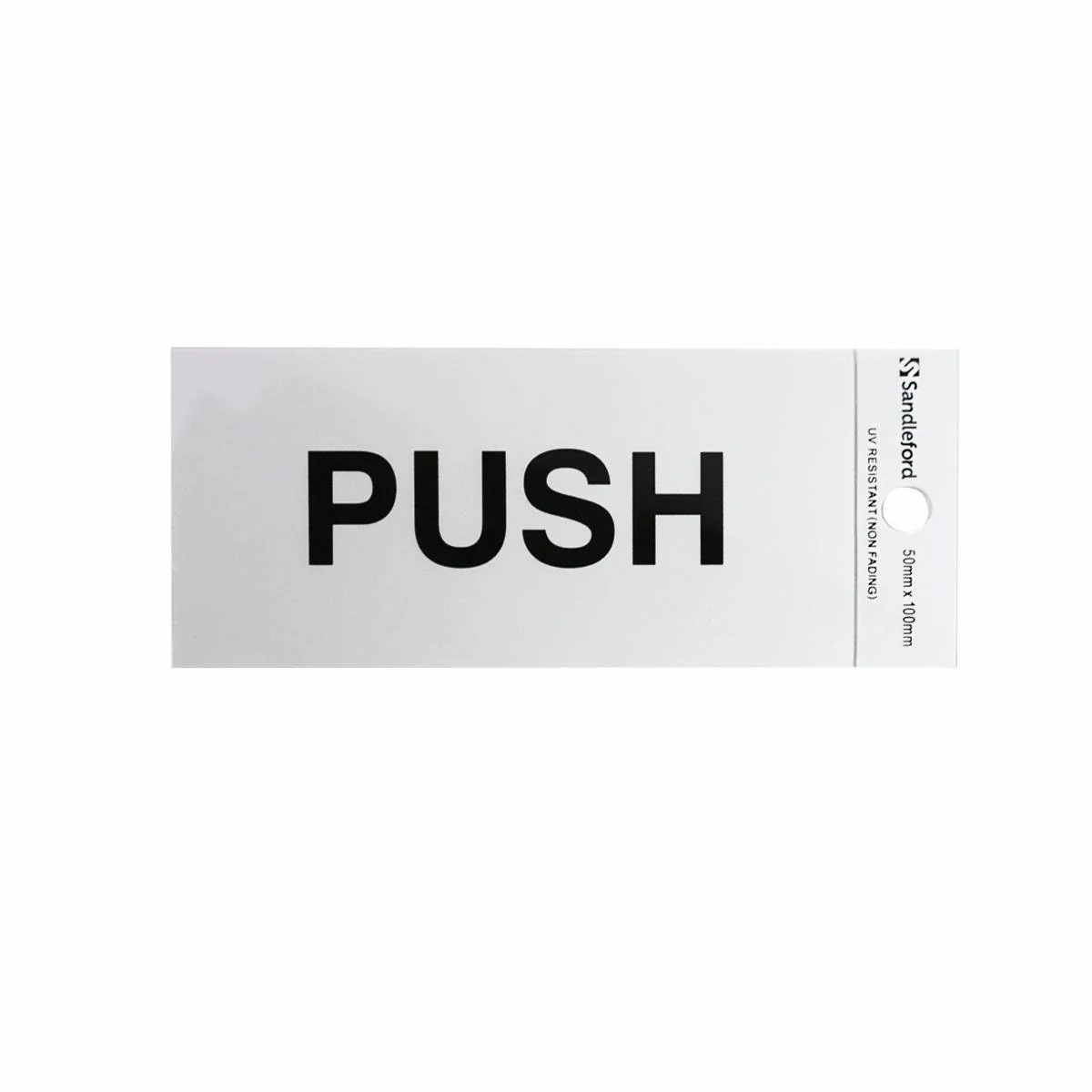 Sandleford Push Silver Self Adhesive Sign 100 x 50mm - Durable Indoor Outdoor