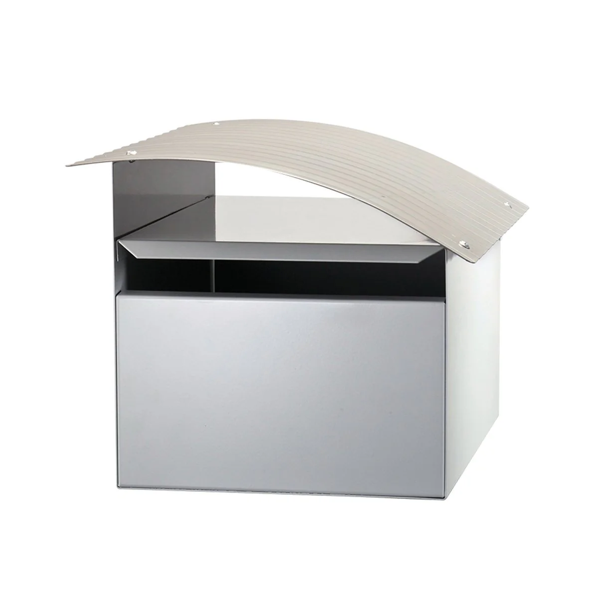 Sandleford Ripple Letterbox - 210 x 180 x 290mm - Galvanised Steel - Lockable - White/Silver