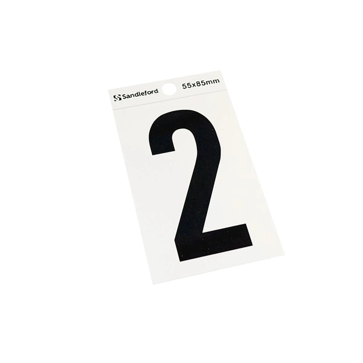 Sandleford Self Adhesive House Number 2 - 85mm - Silver Black - Polycarbonate