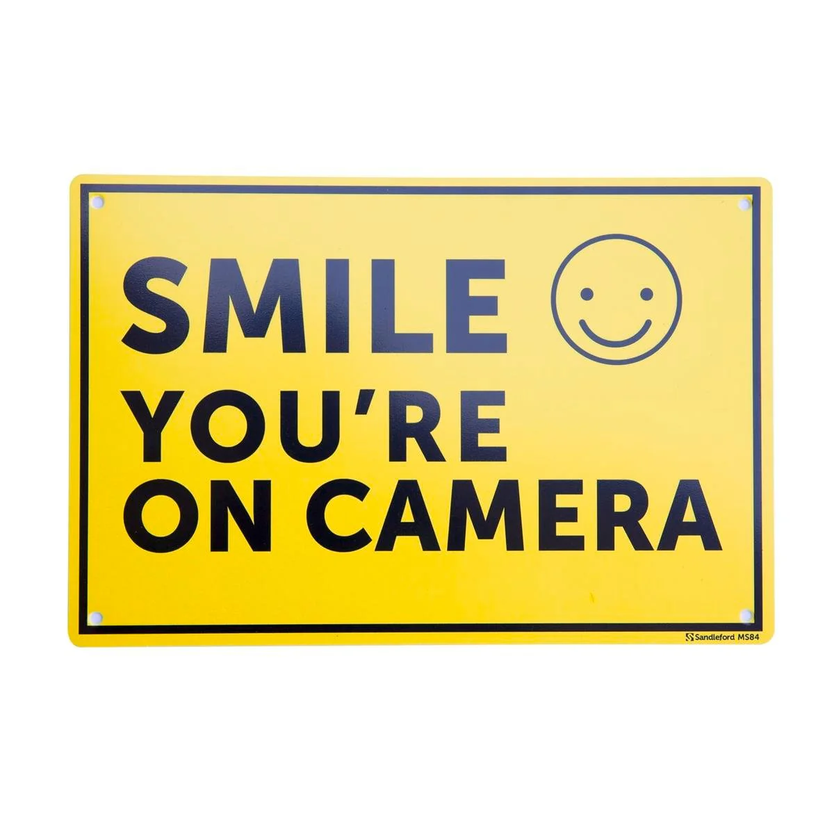 Sandleford Smile You’re on Camera Sign - Yellow/Black - 300mm x 200mm