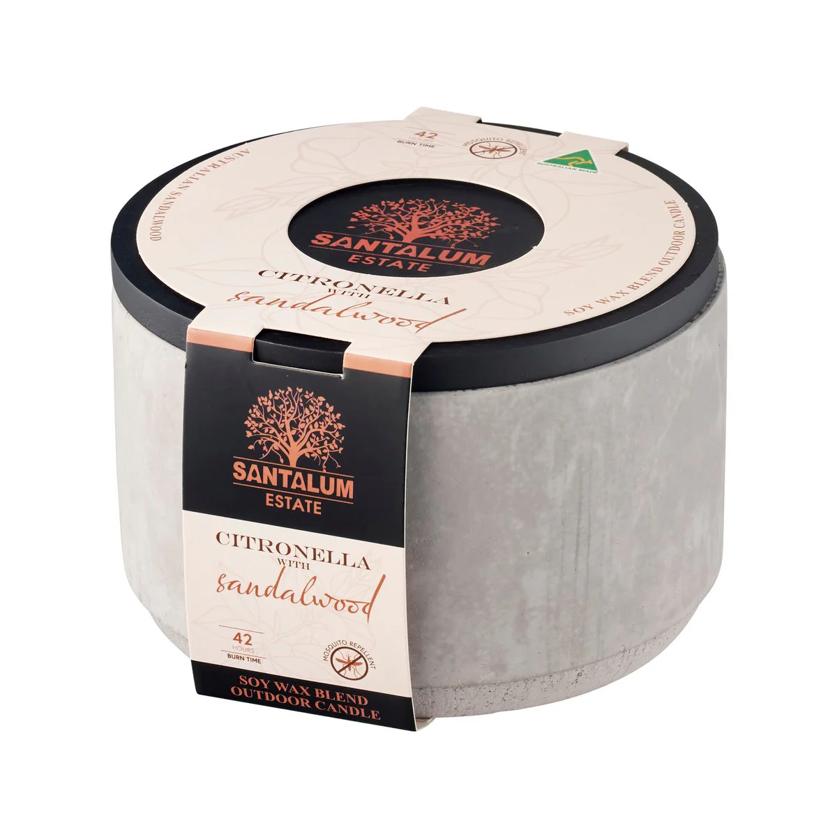 Santalum Estate Sandalwood Citronella Candle - 42 Hour Burn - Cement Grey - Image 2
