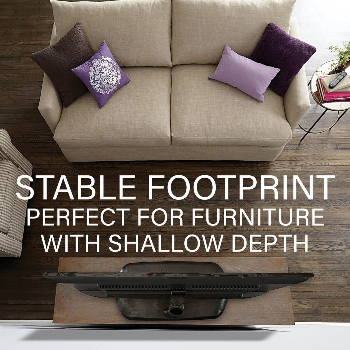 Sanus Swivel TV Base 32" - 65" - Height Adjustable - 70° Swivel - Black - Image 4