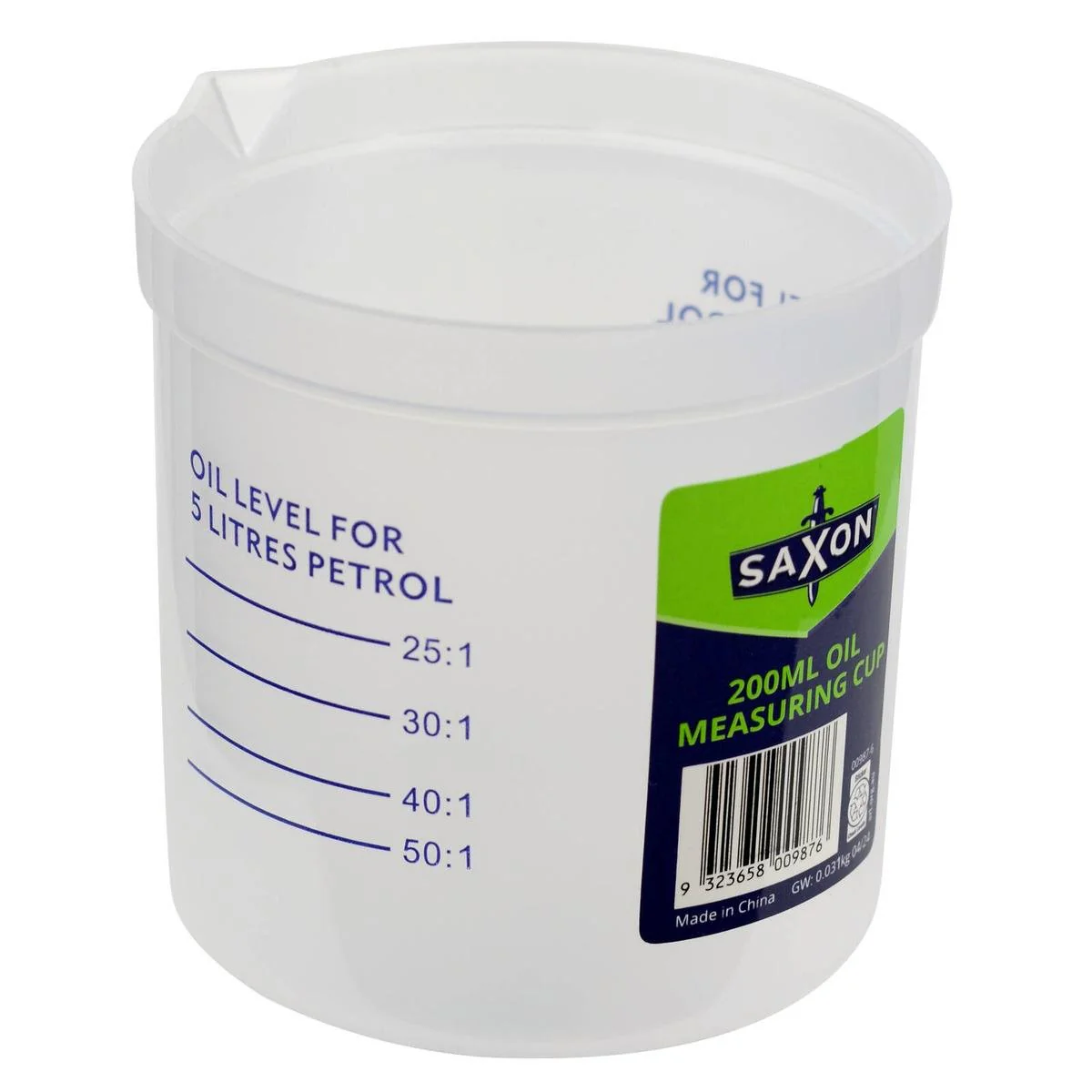 Saxon 200ml Measuring Cup - Oil Measurement Tool - 25:1 to 50:1 Ratios