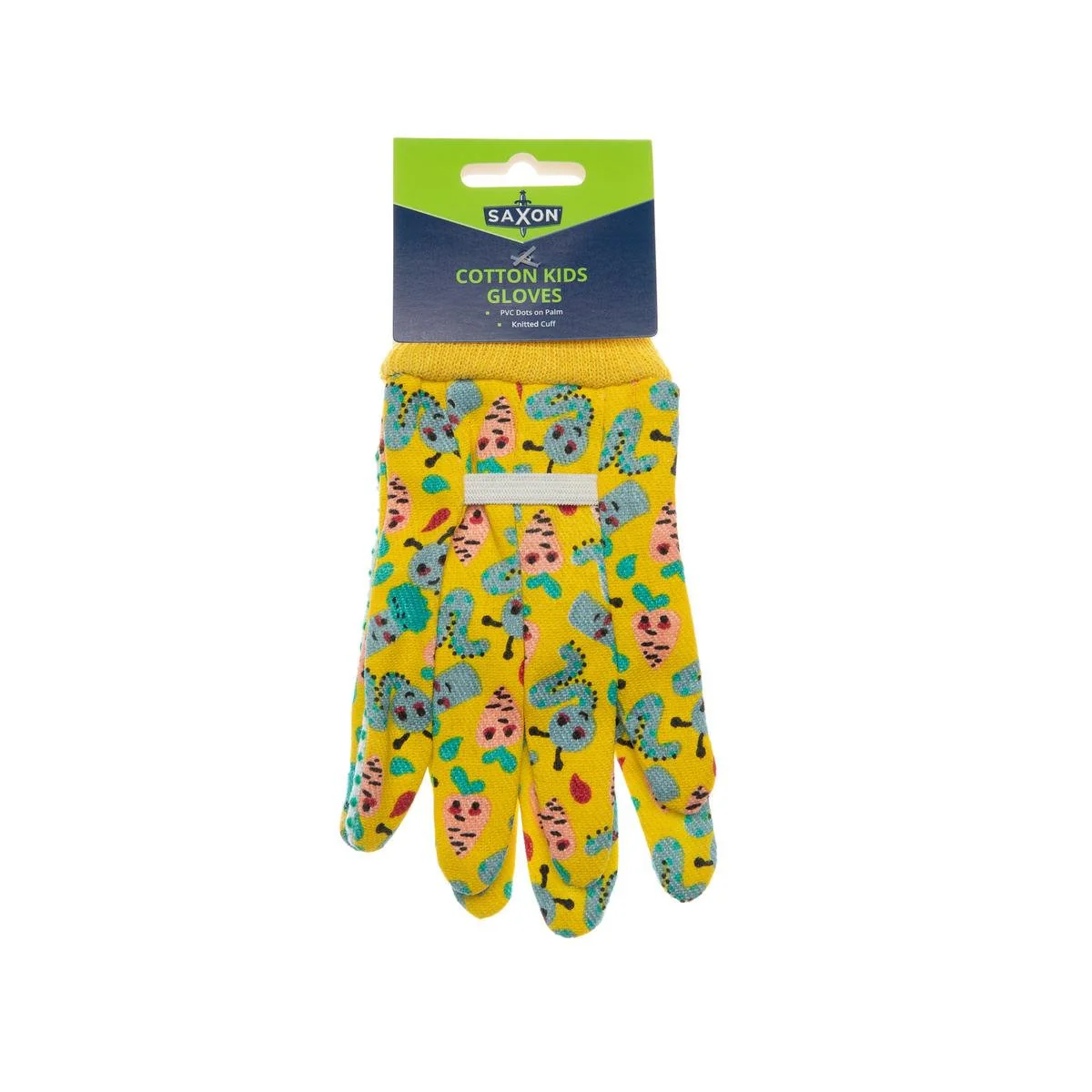 Saxon Kids Cotton Gloves - Non-Slip Grip - Comfortable Fit - 87mm x 135mm