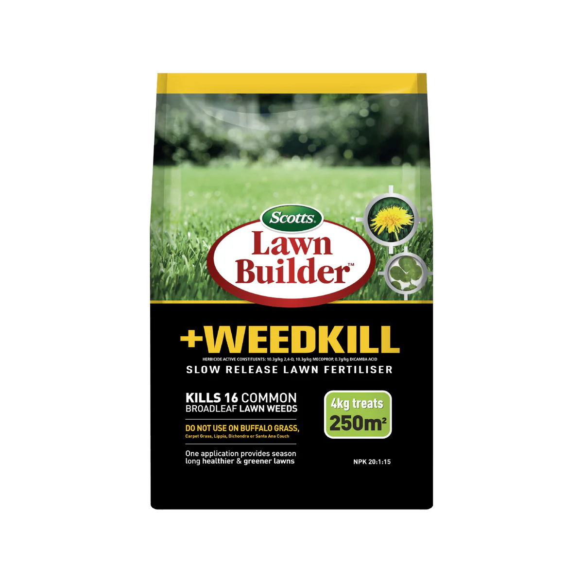 Scotts Lawn Builder 4kg Weedkill Slow Release Fertiliser Granular Green