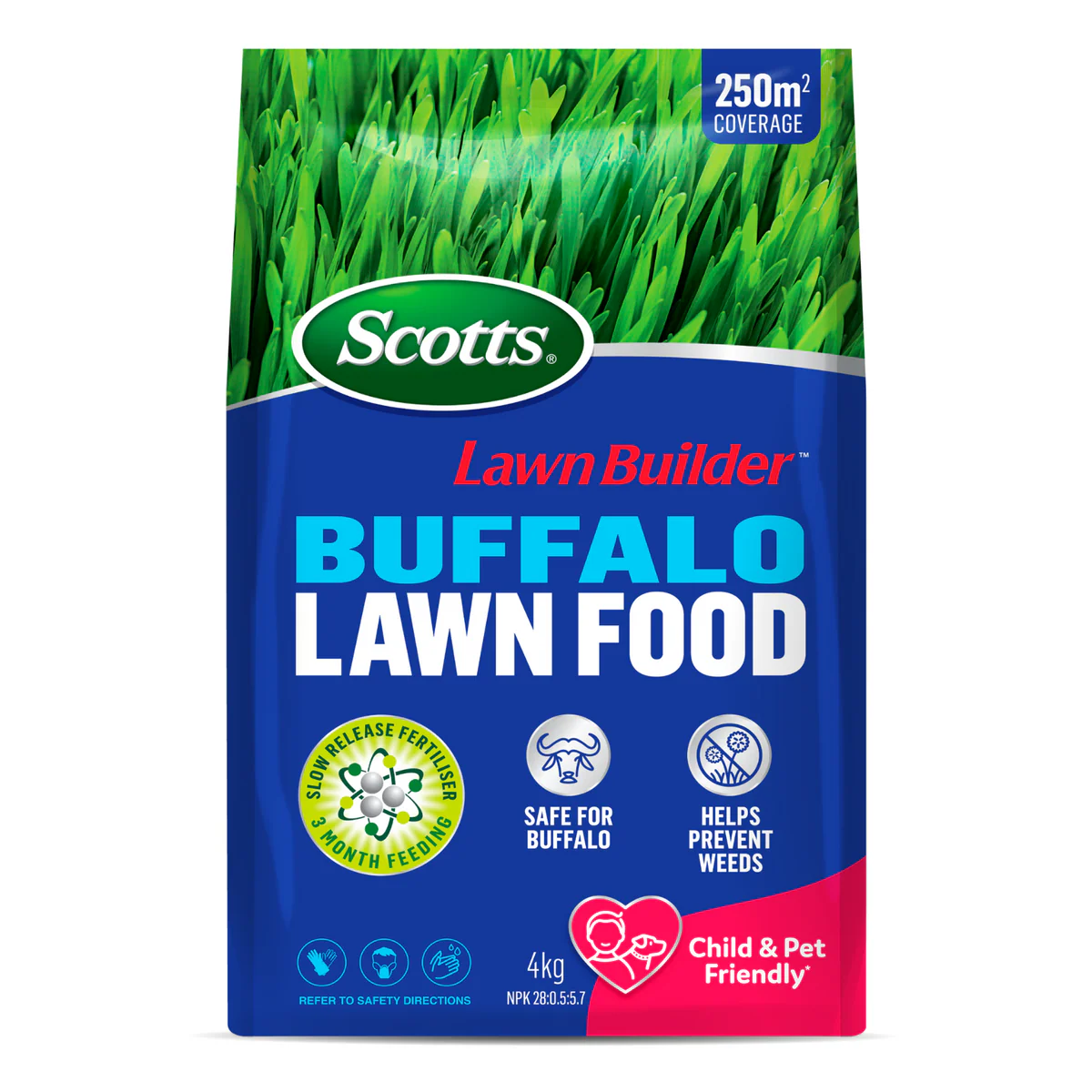 Scotts Lawn Builder Buffalo Lawn Food 4kg Granular Fertiliser 250m²