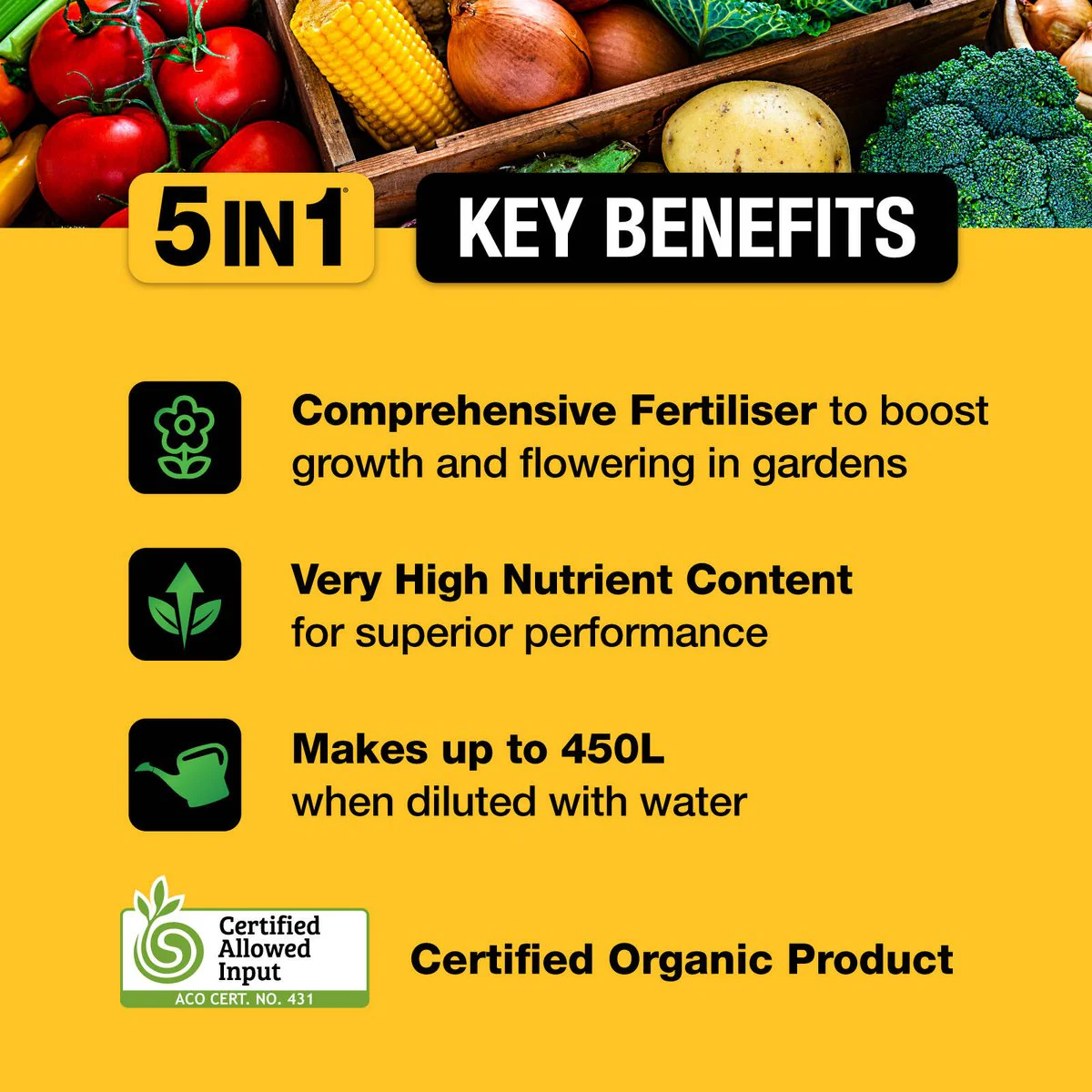Searles 5 in 1 Organic Liquid Fertiliser - 1L - Liquid Concentrate - All Plants - Image 3