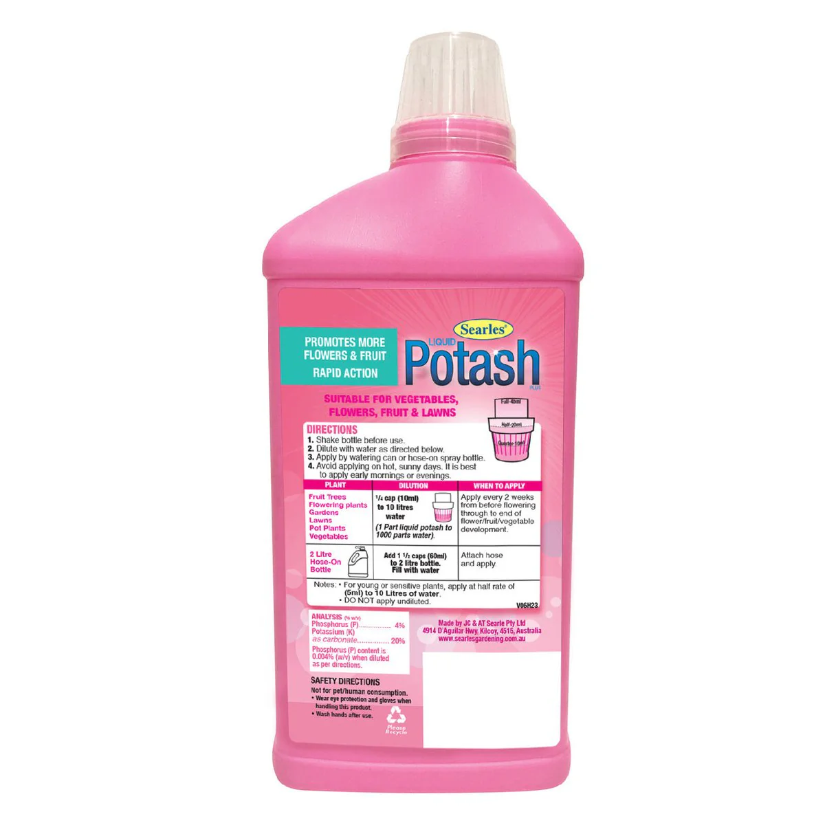 Searles Liquid Potash Fertiliser Supplement - 1L - 20% Potassium - Enhances Flower Colour & Fruit Production - Image 2