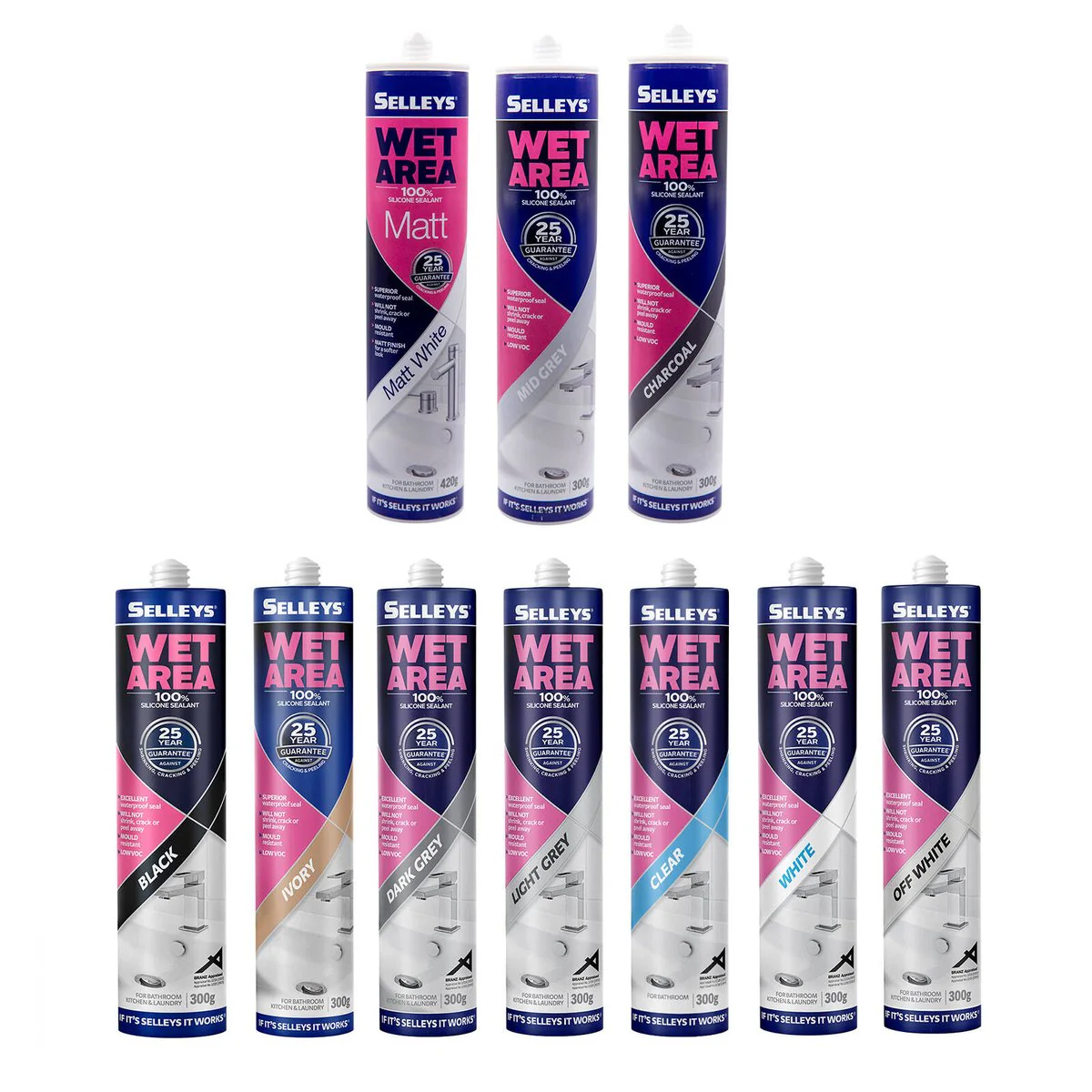 Selleys 300g Wet Area Waterproof Silicone Sealant - Black - Mould Resistant - Image 4