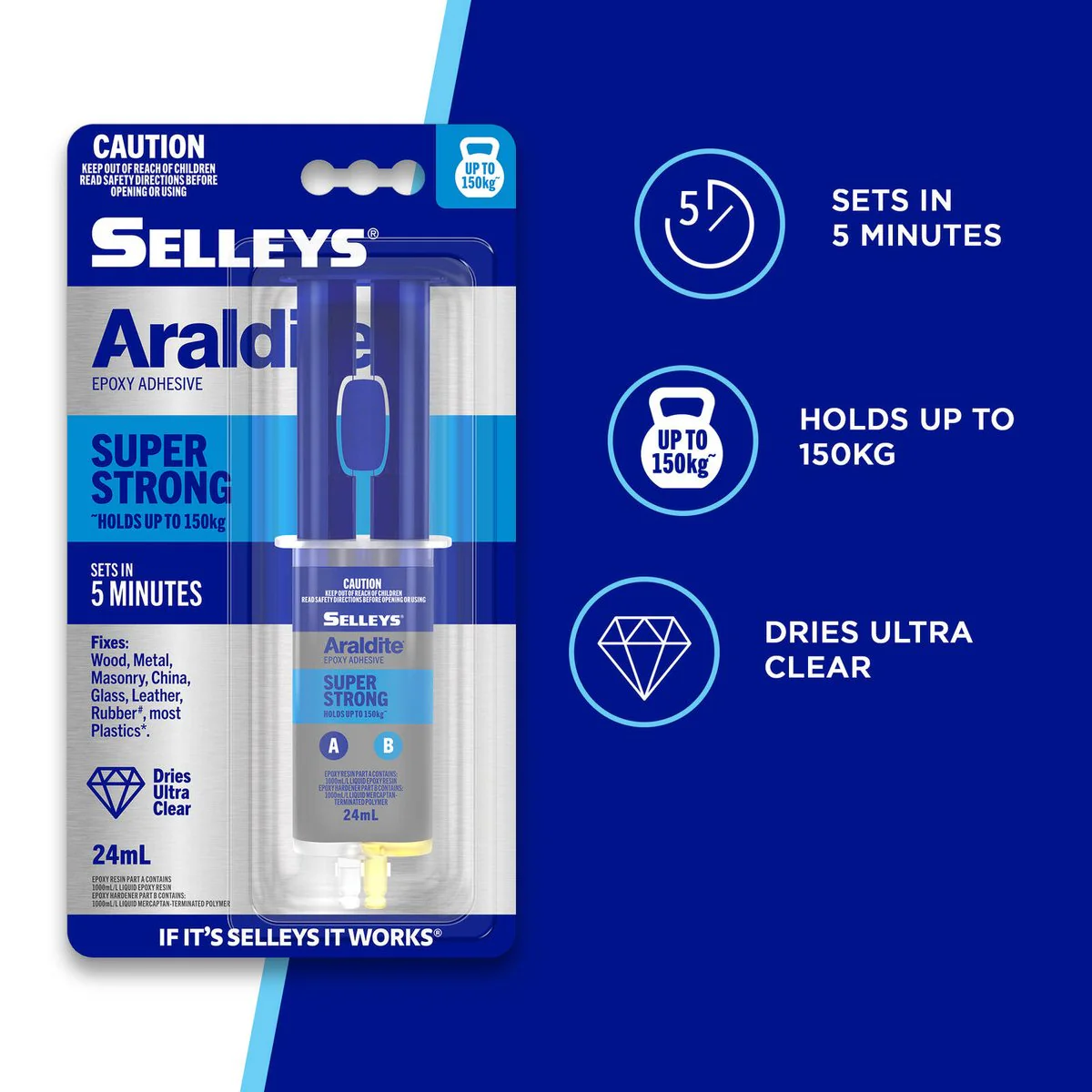 Selleys Araldite Super Strong Epoxy Adhesive 24ml - 5 Min Set - Clear - Image 3