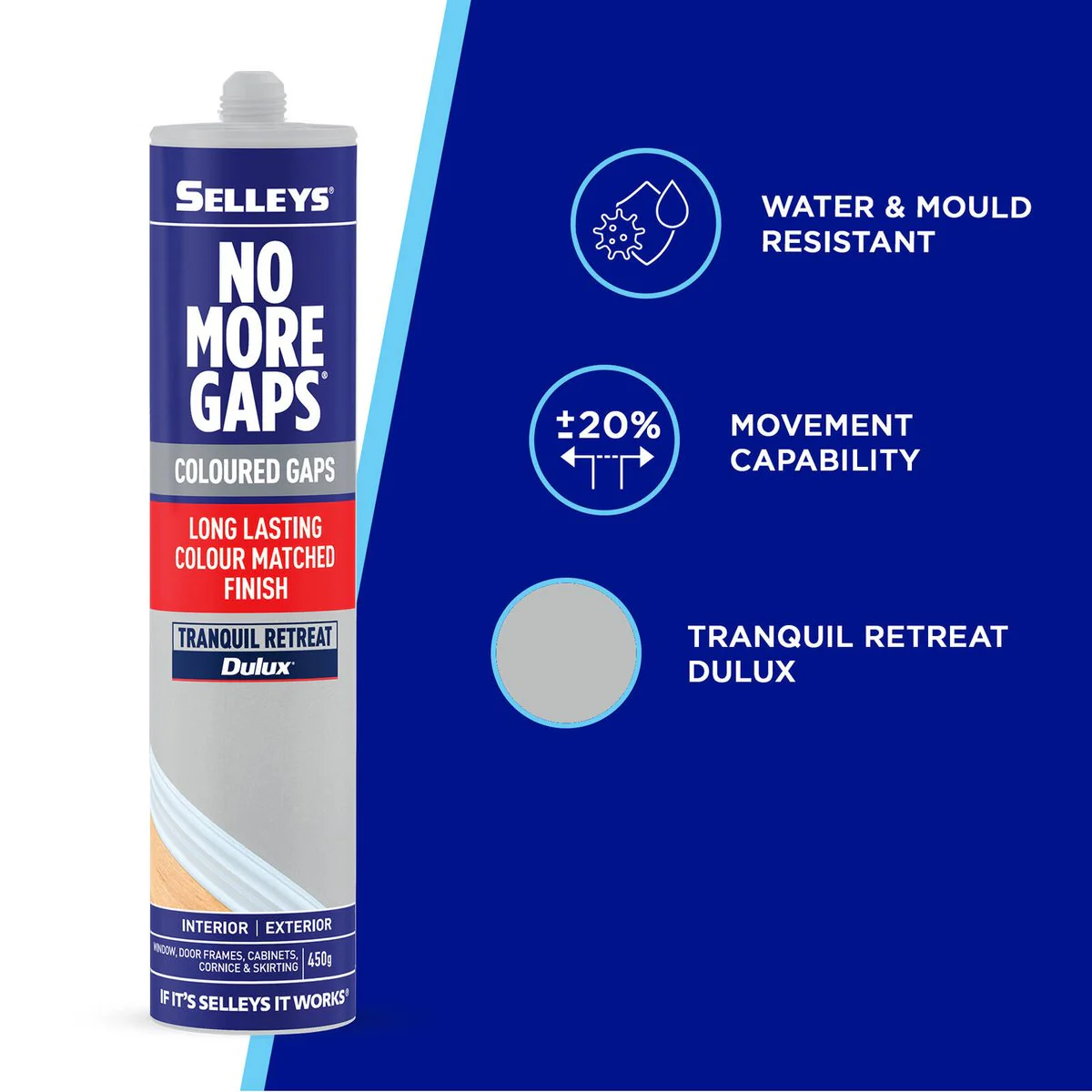 Selleys Gap Filler - 450g - Dulux Tranquil Retreat - Smooth Finish - Flexible - Image 3