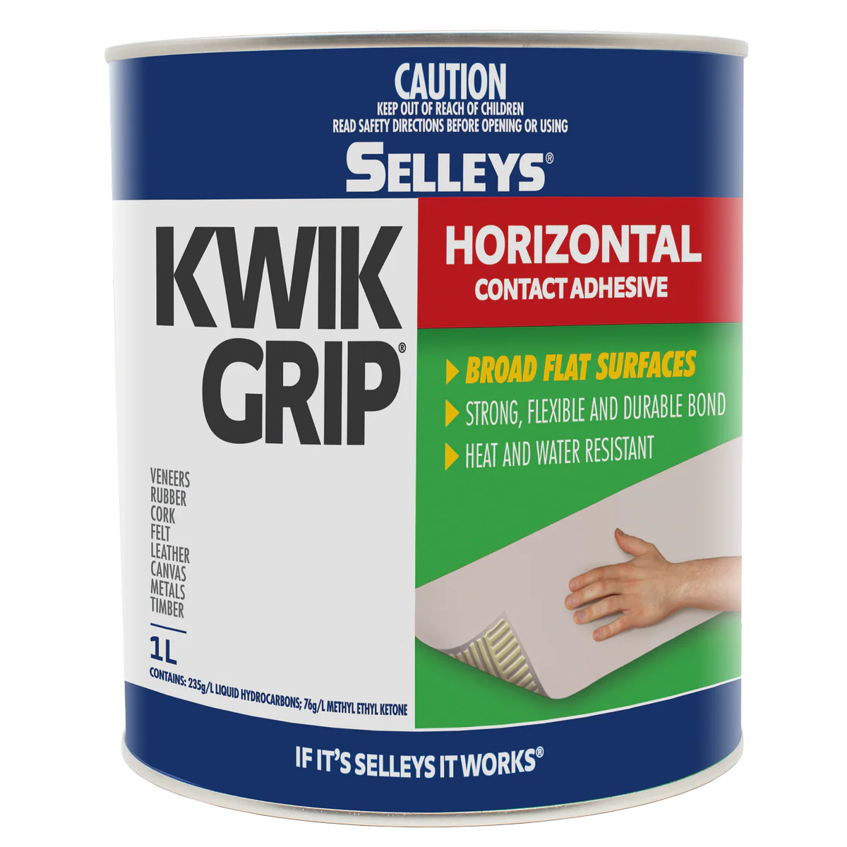 Selleys Kwik Grip 1L Contact Adhesive Solvent-Based Heat Resistant