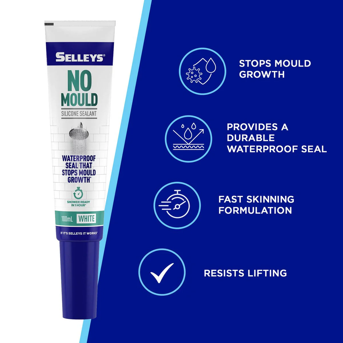 Selleys No Mould Resistant Silicone Sealant 100ml - White - 100ml - Image 3