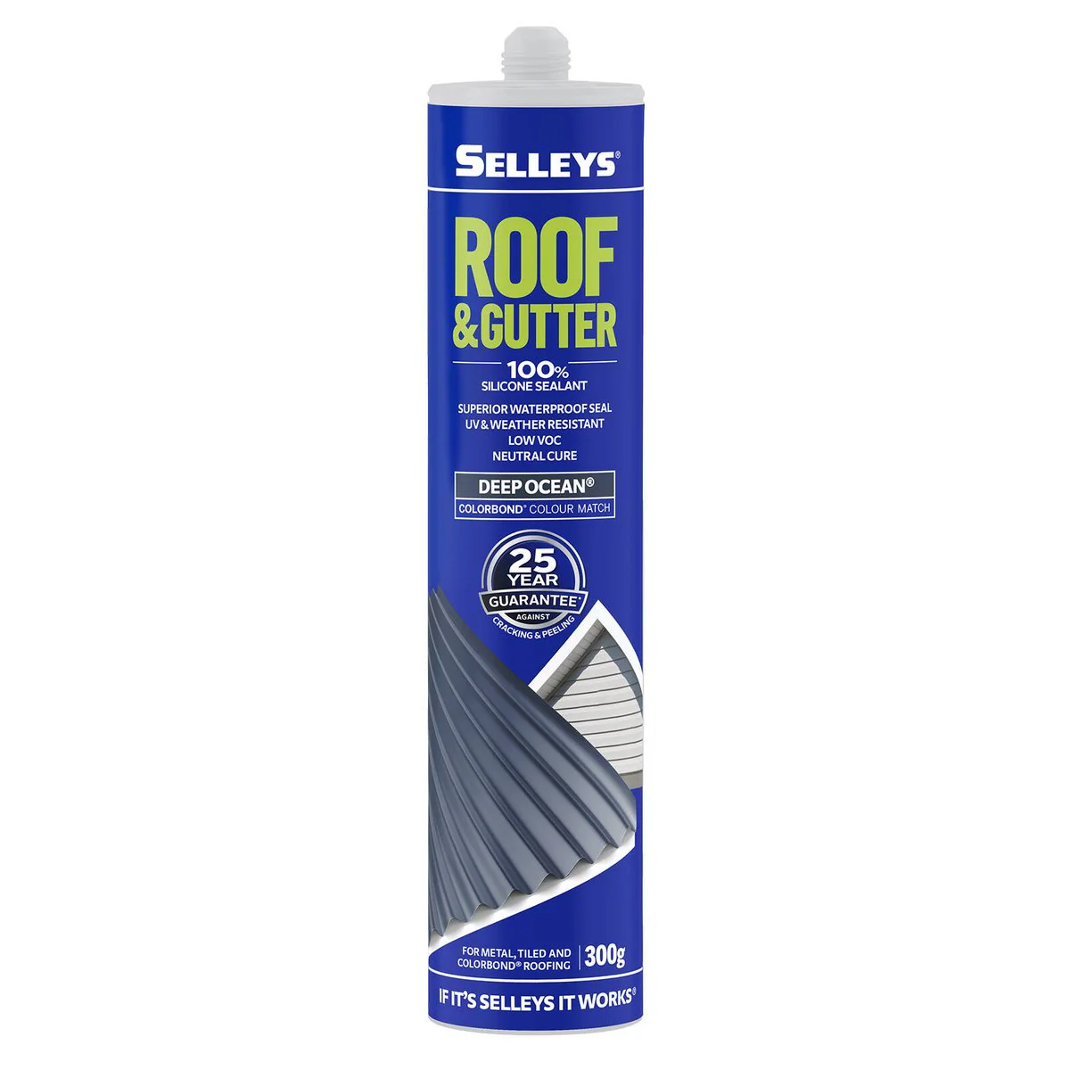 Selleys Roof and Gutter Silicone Sealant 300g - Deep Ocean - Waterproof