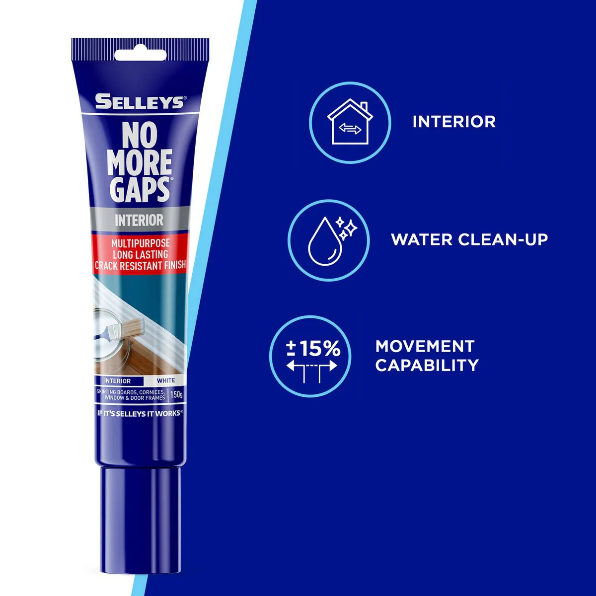 Selleys No More Gaps Multipurpose Gap Filler Tube 150g - White - 0.395L - Image 2