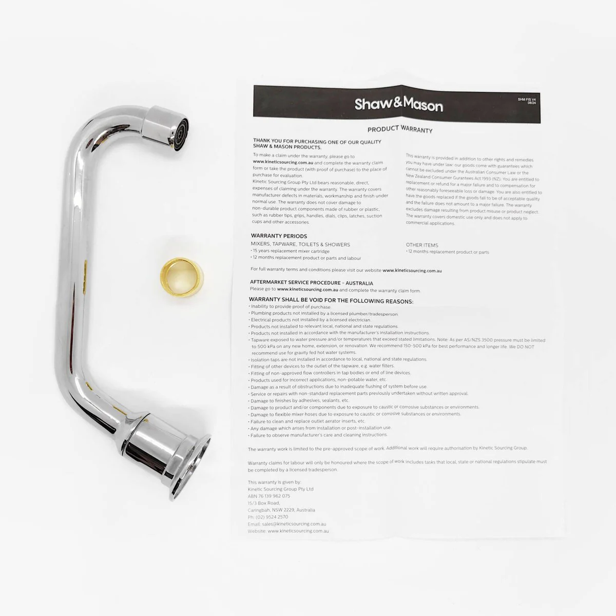 Shaw Mason 180mm Chrome Swivel Hob Tube Spout - 9L/min - Brass Construction - Image 4