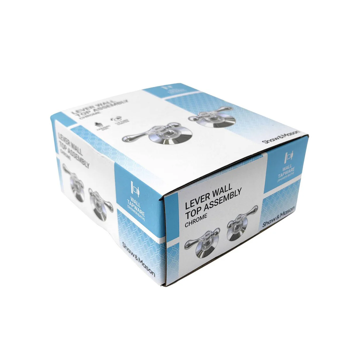 Shaw Mason Chrome 1/4 Turn Lever Wall Top Assembly Pair - 77mm x 65mm x 117mm - Easy Installation - Smooth Operation - Image 3