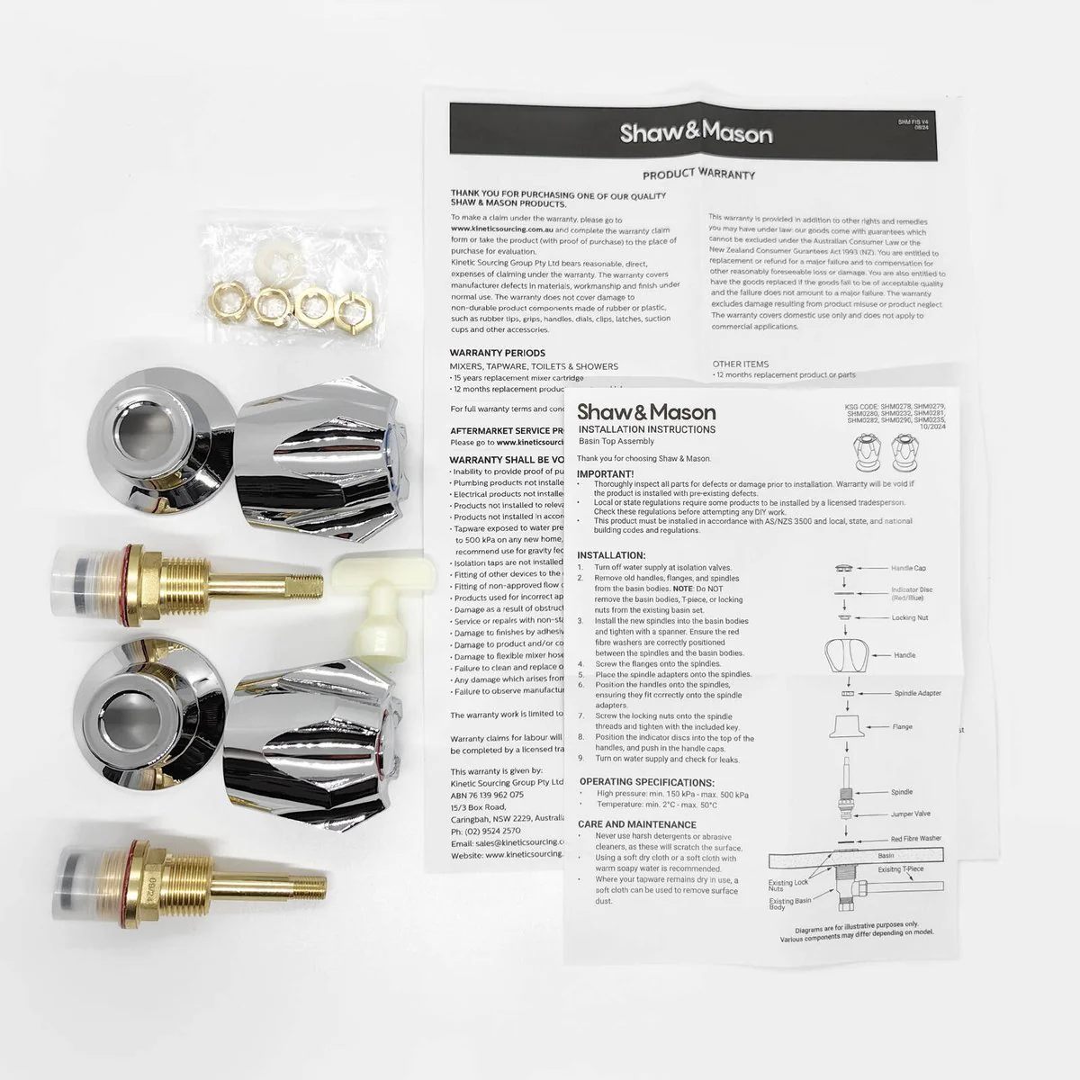 Shaw Mason Chrome Basin Top Assembly Pair - 130mm x 120mm - Easy Install - Image 2