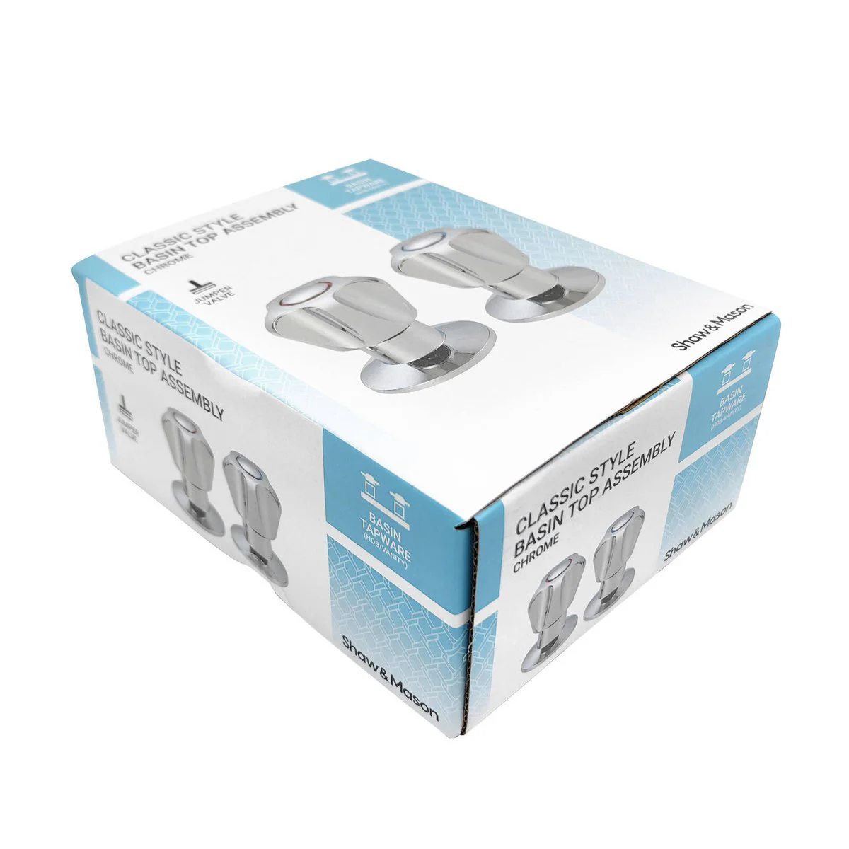Shaw Mason Chrome Classic Style Basin Top Assembly Pair - 60mm x 94mm - Easy Installation - Image 2