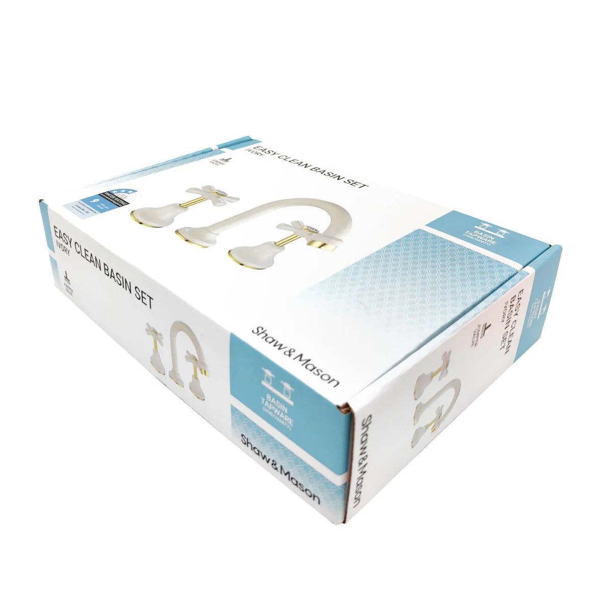 Shaw Mason Ivory Basin Set - 290mm x 70mm x 195mm - Brass Construction - Gold Trim - Image 2