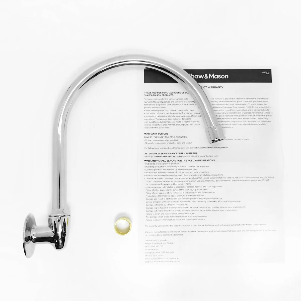 Shaw Mason Large Chrome Swivel Wall Sink Spa Spout 59mm x 278mm - Durable Brass - Image 3