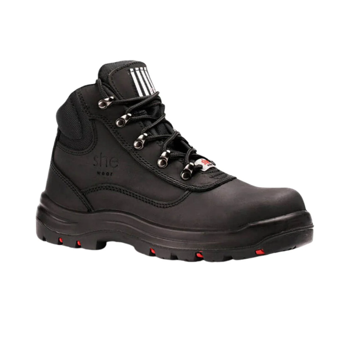 She Wear Womens Safety Workboots - Size 6 - Black - Wide Fit - Steel Cap