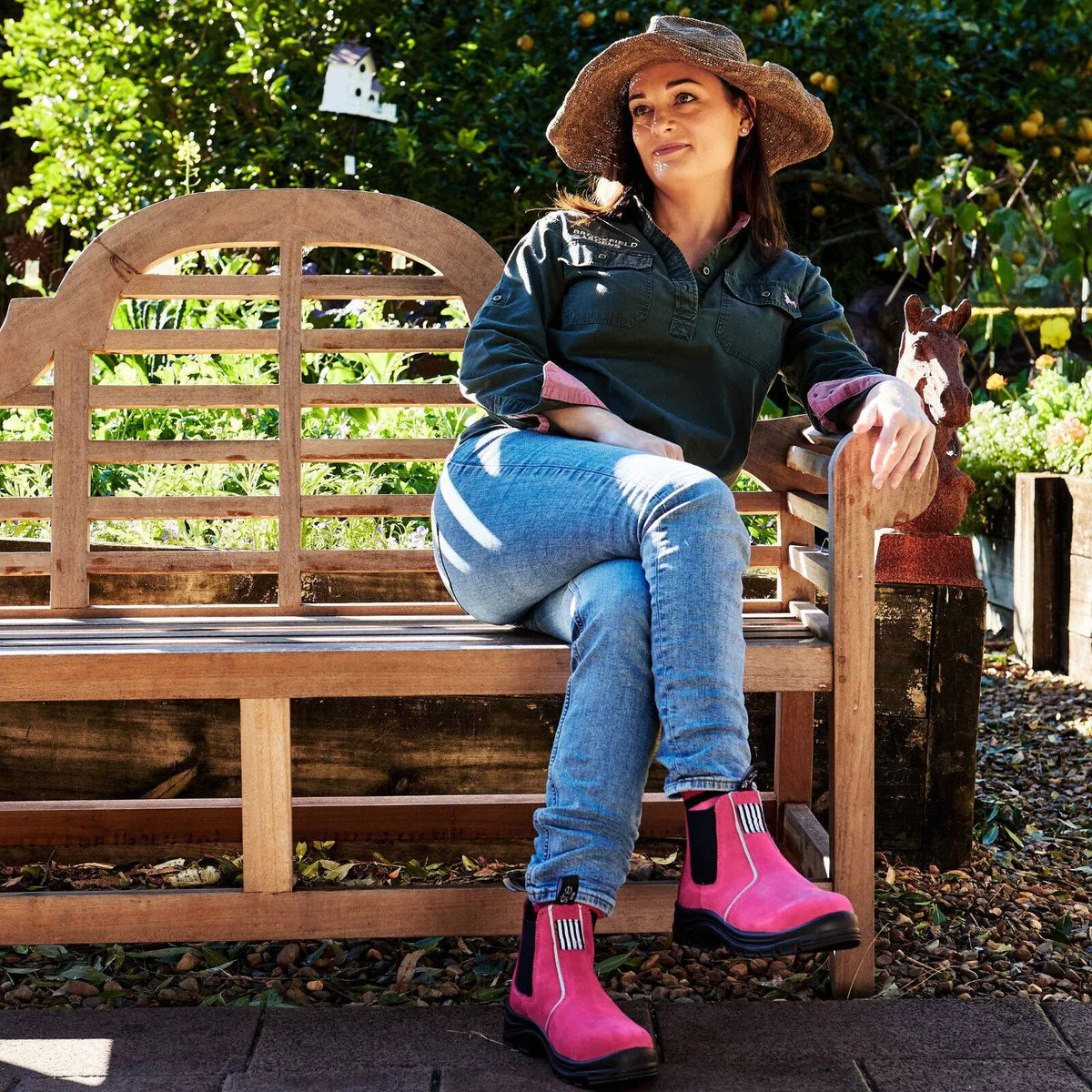 Shewear Inspires Pink Womens Safety Workboots Size 8 - Steel Toe - Lightweight - Nubuck Leather - Image 4