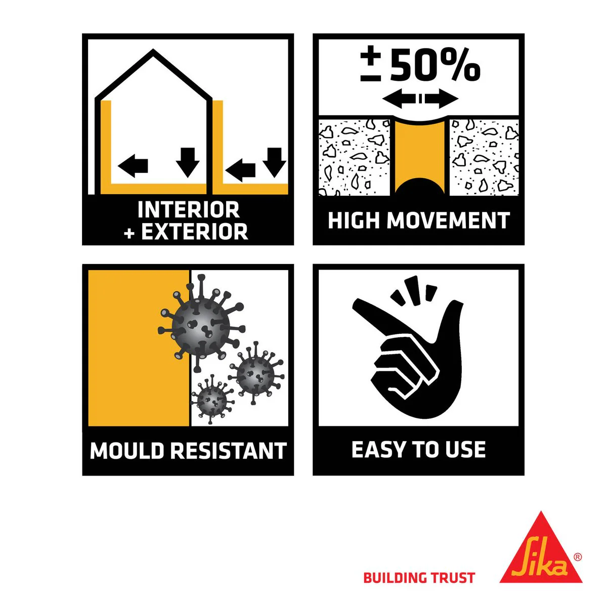 Sika Davco N Silicone Sealant - 300ml - Black - Neutral Cure - Mould Resistant - Image 2