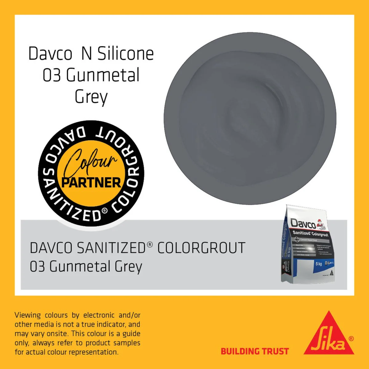 Sika Davco Neutral Cure N Silicone Sealant 300ml Gunmetal - Mould Resistant, Waterproof - Image 3