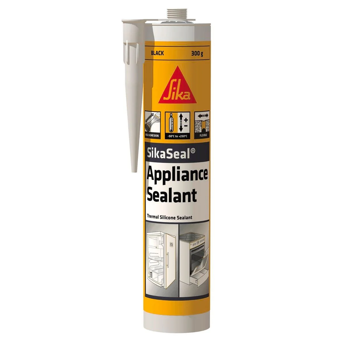 Sika Sikaseal Appliance Silicone Sealant - 300g - Black - High Temp Resistance