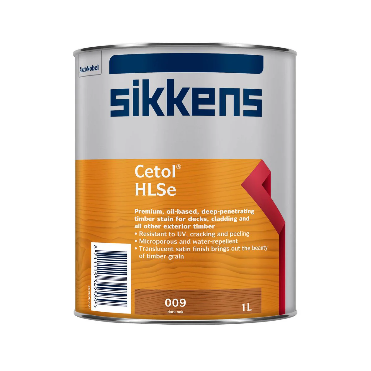 Sikkens 1L Dark Oak Cetol HLSe Timber Finish - Oil Based - Durable UV Protection