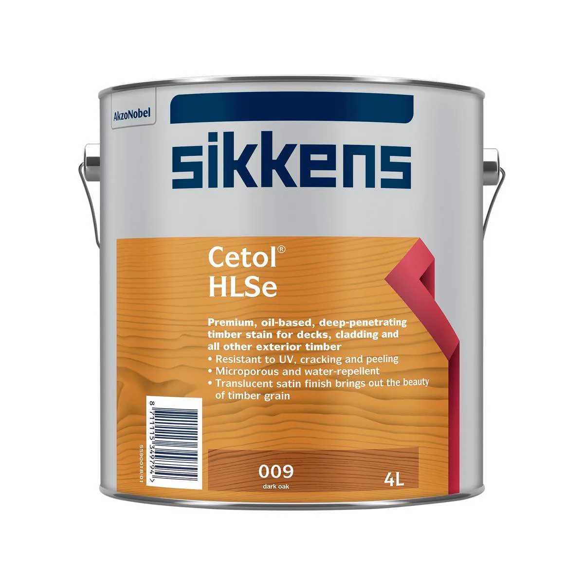 Sikkens Cetol Hlse Timber Finish 4L 210mm x 190mm x 210mm Dark Oak - Durable Oil-Based Stain