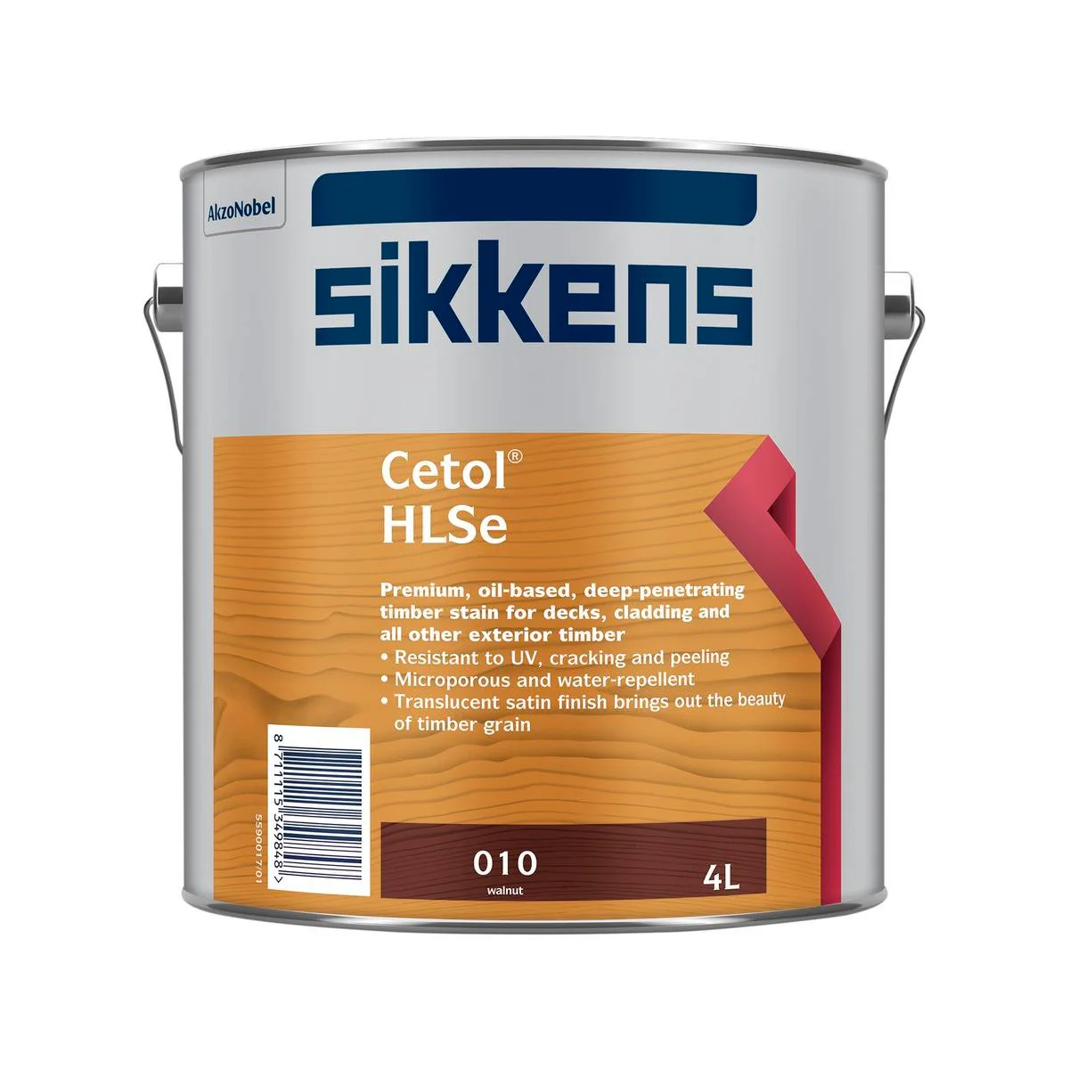 Sikkens Cetol Hlse Timber Finish 4L 210mm x 190mm x 210mm Walnut - Durable UV Resistant