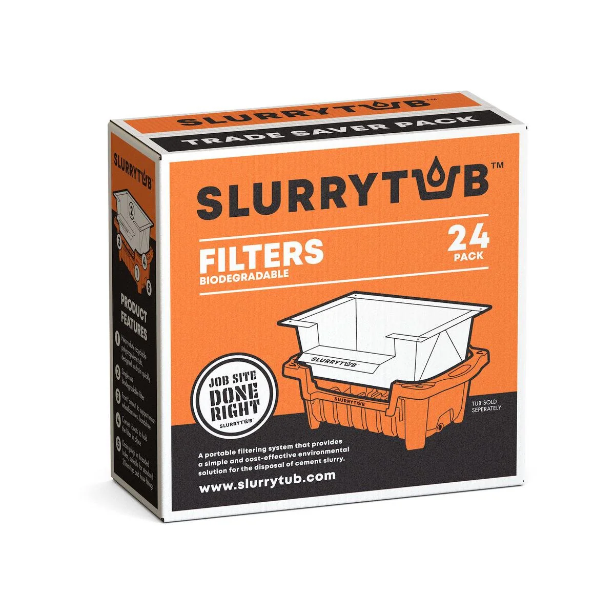 Slurrytub Cement Washout Filter 24 Pack - 360mm x 360mm x 150mm - Low Micron
