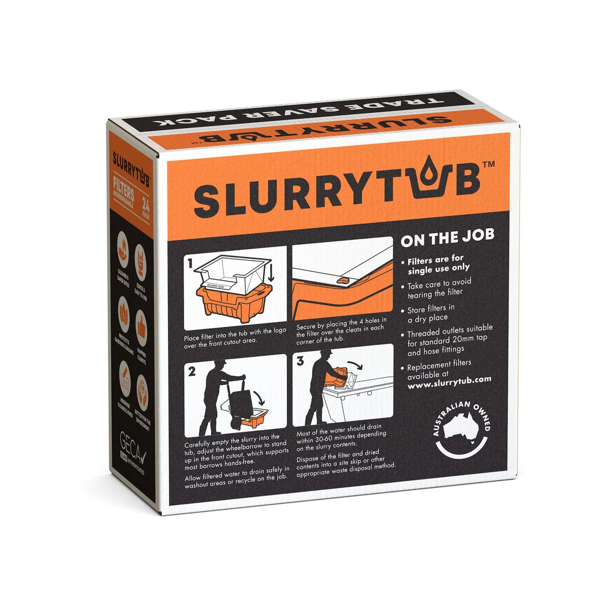 Slurrytub Cement Washout Filter 24 Pack - 360mm x 360mm x 150mm - Low Micron - Image 2