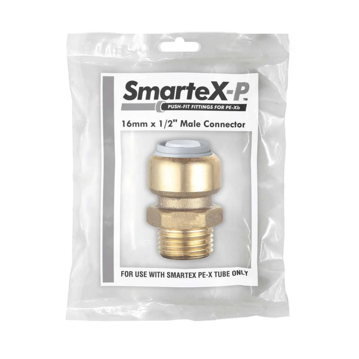 Smartex Pex Male Connector - 16 x 15mm - Lead Free Brass - Push-Fit - Image 2