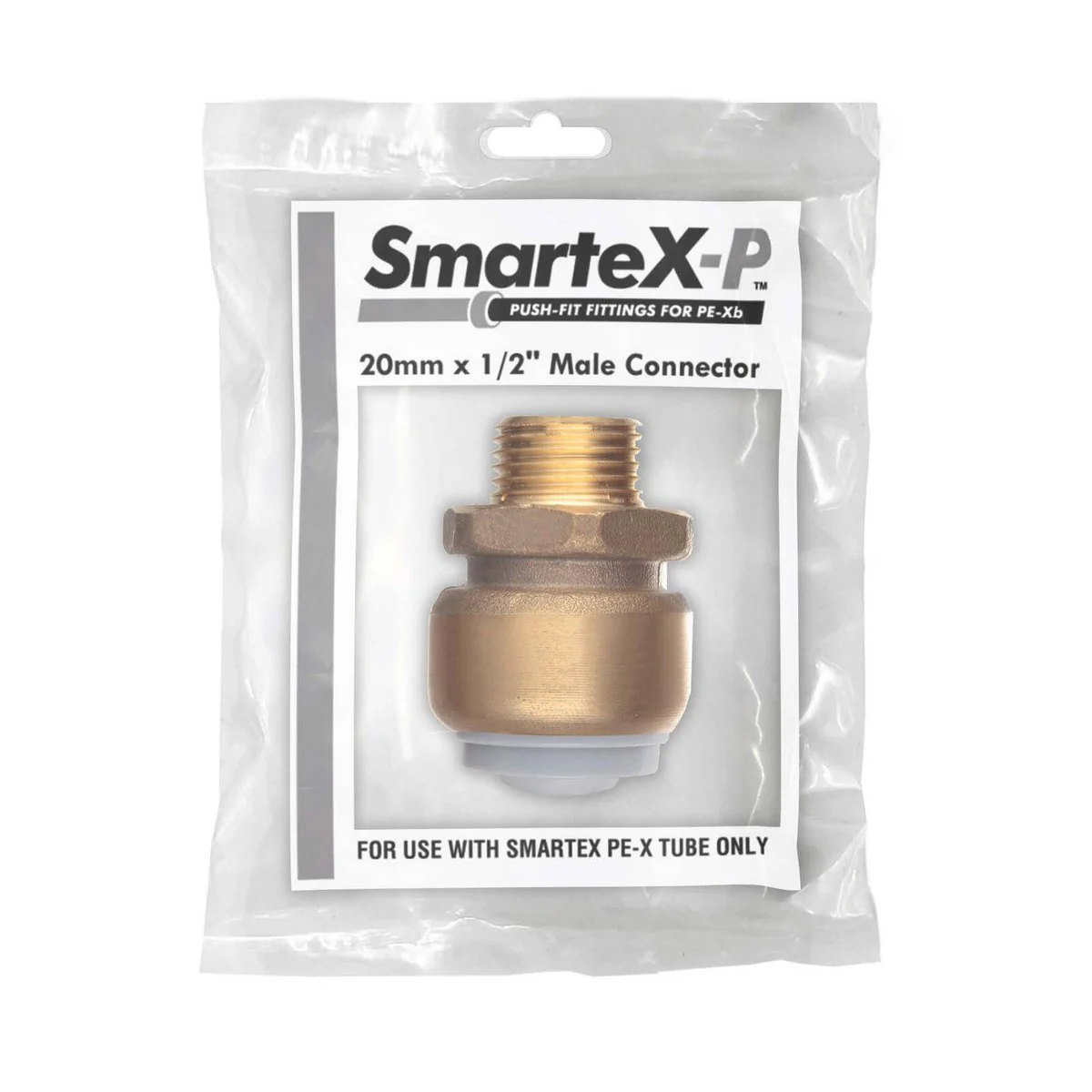 Smartex Pex Male Connector - 20 x 15mm - Lead Free Brass - Push-Fit - Image 2