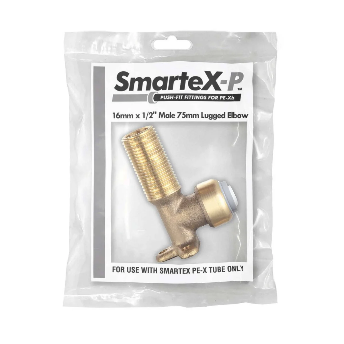 Smartex Pex Male Lugged Elbow 16 x 15mm - Lead Free Brass - Push-Fit - Image 2