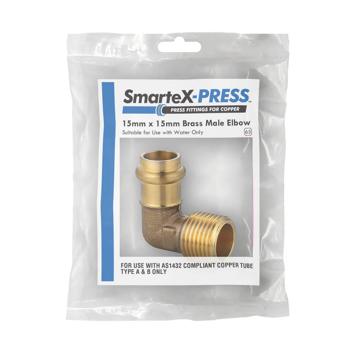 Smartex Press Male Elbow - 15mm x 15mm - Lead-Free Brass - Flame-Free Installation - Image 2
