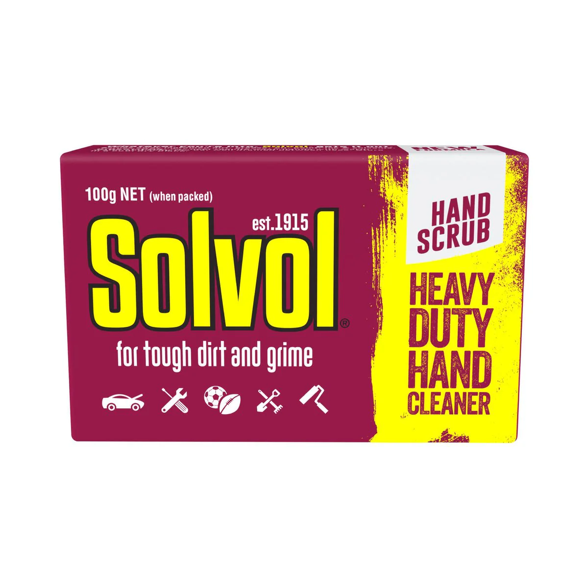 Solvol Heavy Duty Hand Cleaner Bar 100g - 82mm x 49mm x 22mm - Removes Dirt, Grease, Oil - Image 2