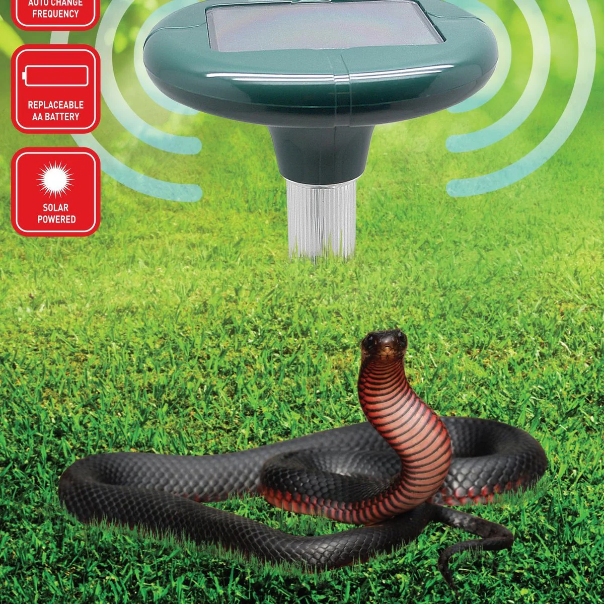 Sonic Guard Solar Snake Repeller - 25m² Coverage - LED Light - Weatherproof - Image 2
