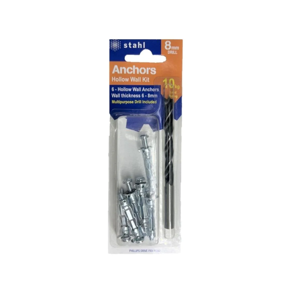 Stahl Hollow Wall Kit 8mm Drill - 6x32mm Anchors - Easy Installation