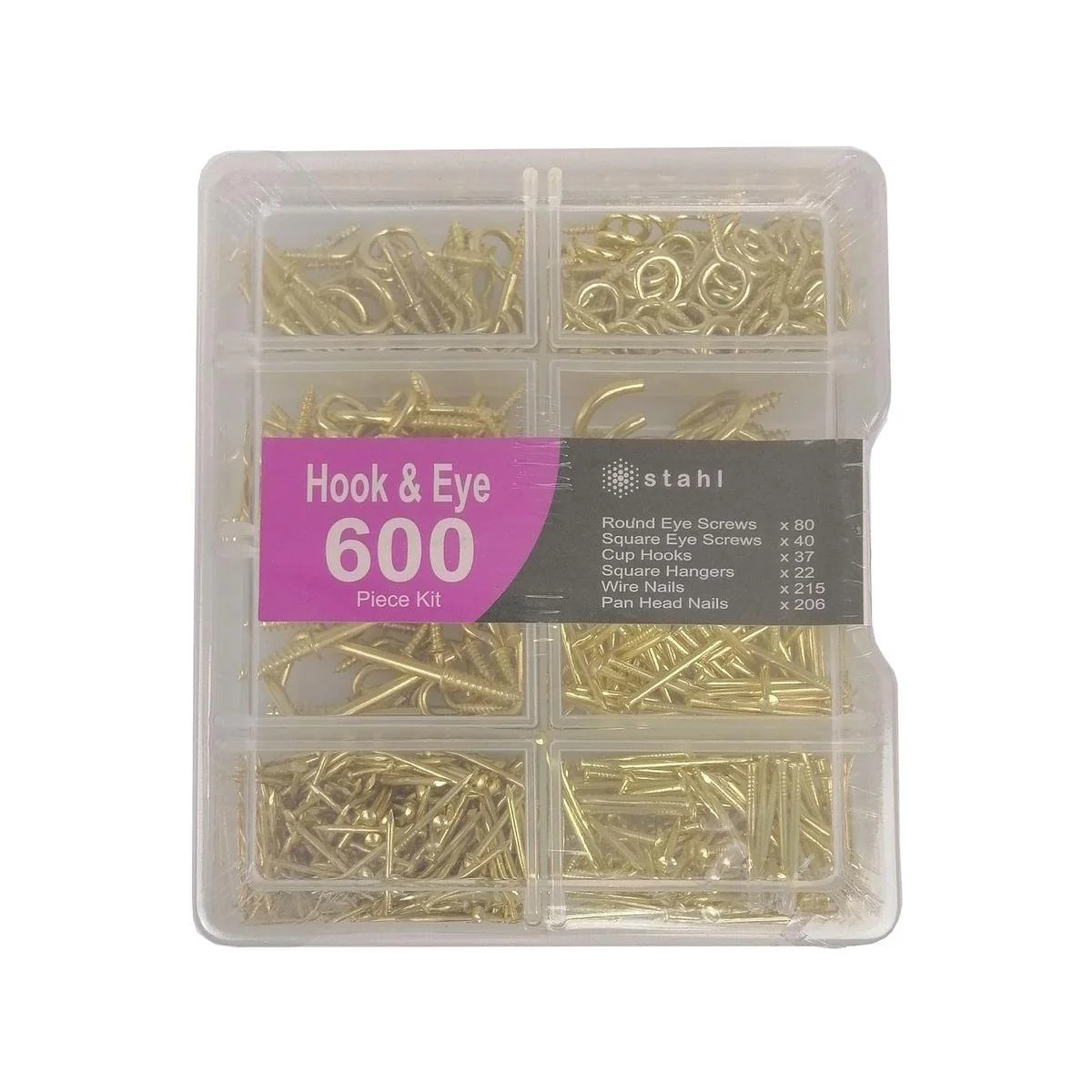 Stahl Hook and Eyescrew Kit - 600 Pieces - Metal - Gold Finish