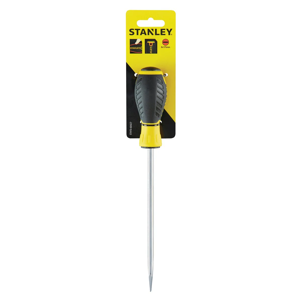 Stanley 8 x 175mm Standard Tip Screwdriver - Yellow - Ergonomic Handle - Image 2