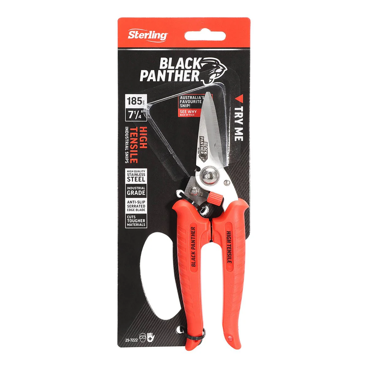 Sterling Black Panther Industrial Snips - 185mm - High Tensile - Black - Precision Cutting - Image 2